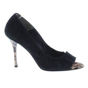 Gibellieri Vero Cuoio Italian Leopard Print Stiletto Peep Toe High Heel Pump